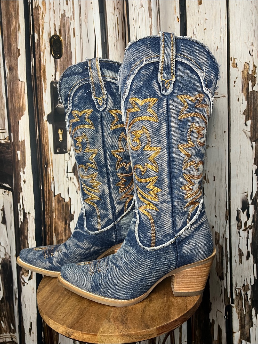 Denim Cowgirl boots By Dingo - Picture 4 of 9